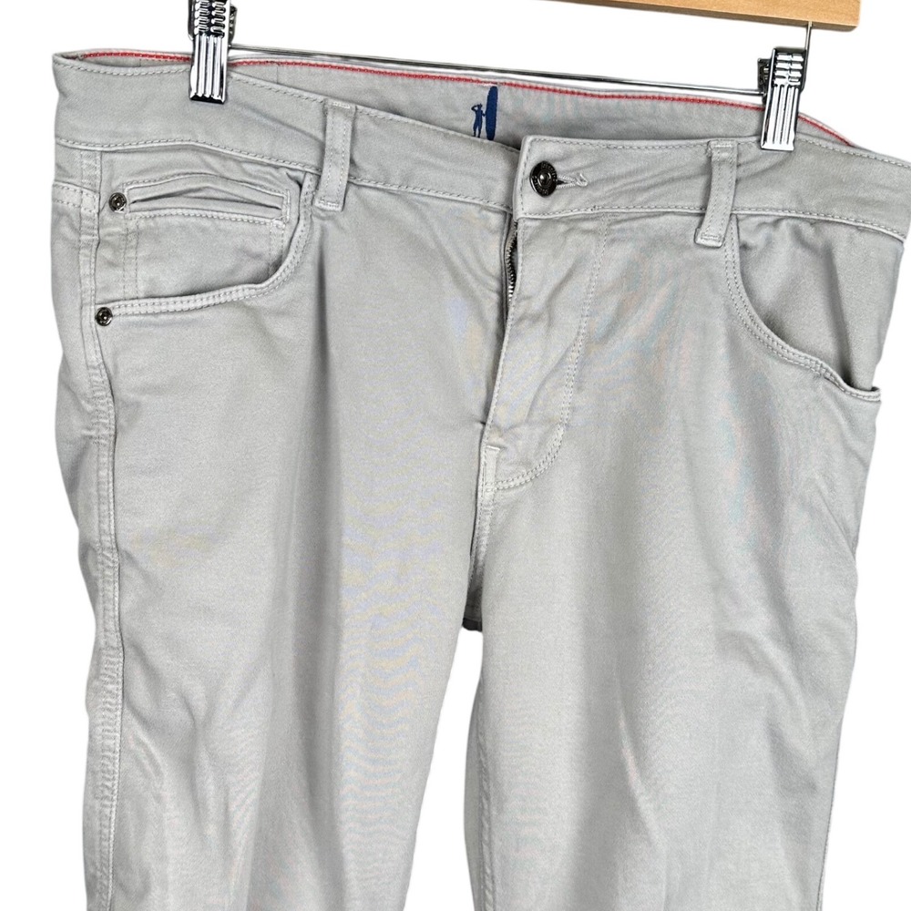 Johnnie-O Mens 5 Pocket Pants Light Gray Cotton Blend Stretch 33x34 Casual